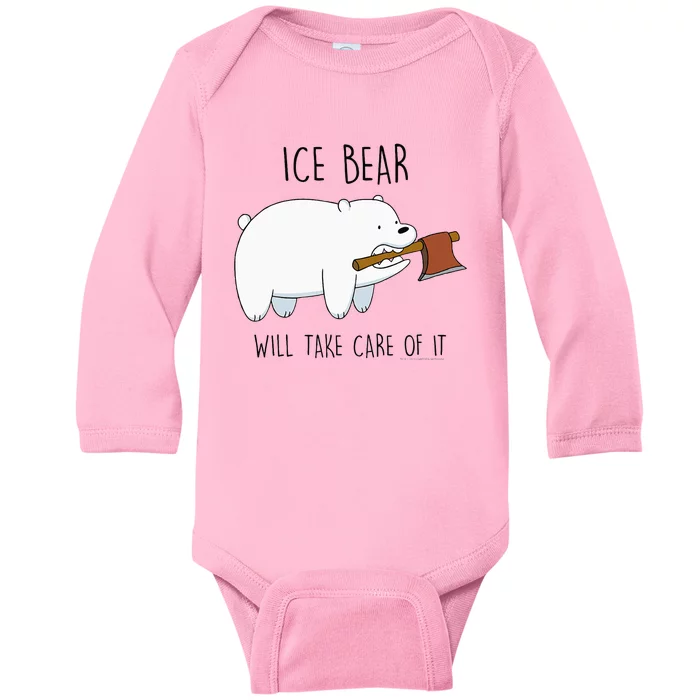 Cn We Bare Bears Ice Bear Will Take Care Of It Baby Long Sleeve Bodysuit