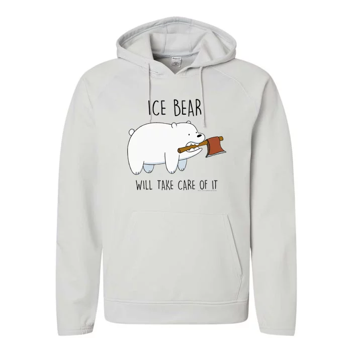 Cn We Bare Bears Ice Bear Will Take Care Of It Performance Fleece Hoodie