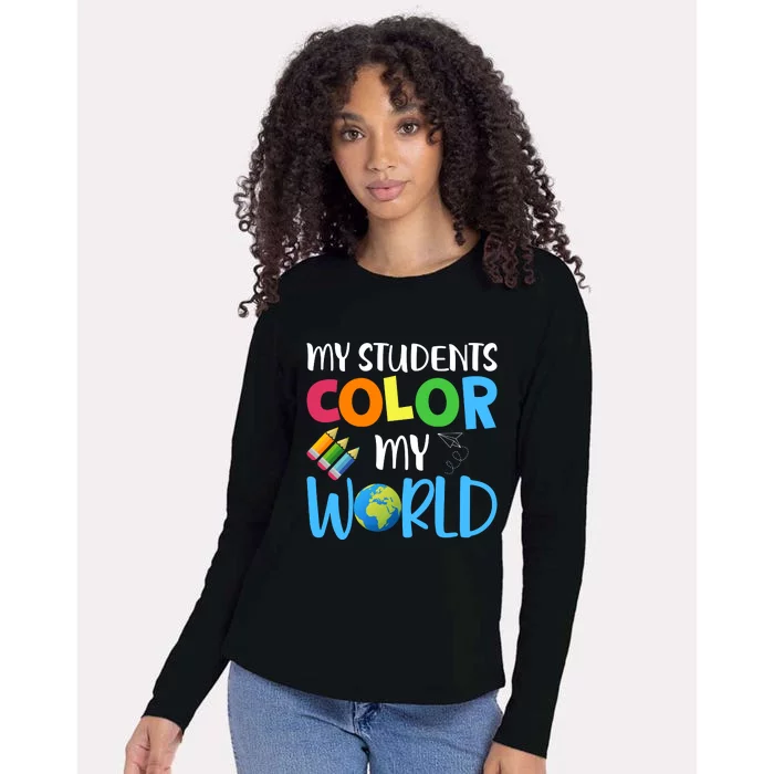 Color World Back To School Womens Cotton Relaxed Long Sleeve T-Shirt