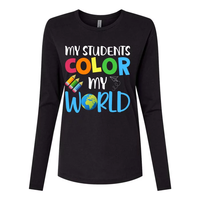 Color World Back To School Womens Cotton Relaxed Long Sleeve T-Shirt