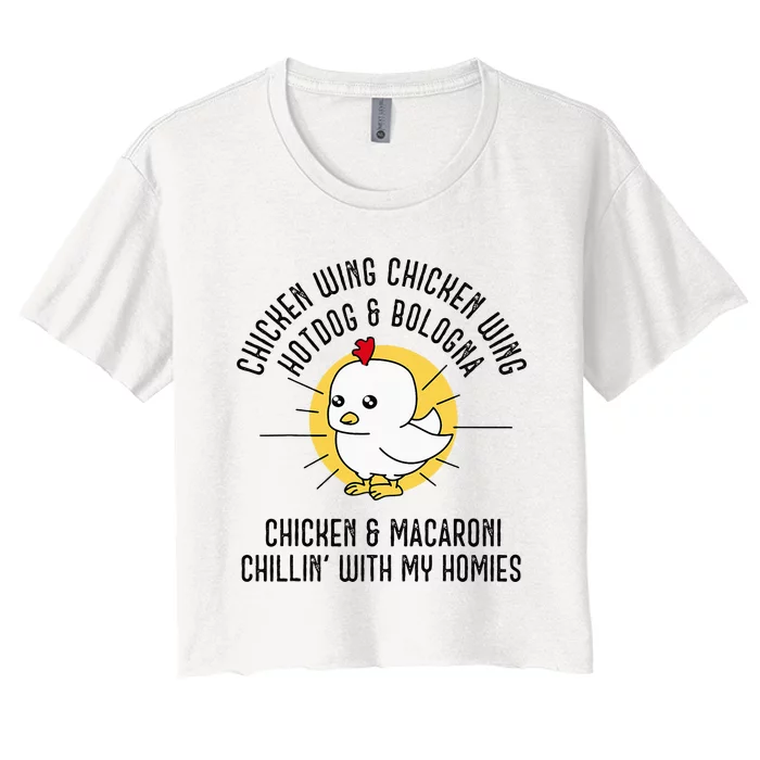 Chicken Wing Chicken Wing Song Lyric Hot Dog Bologna Women's Crop Top Tee