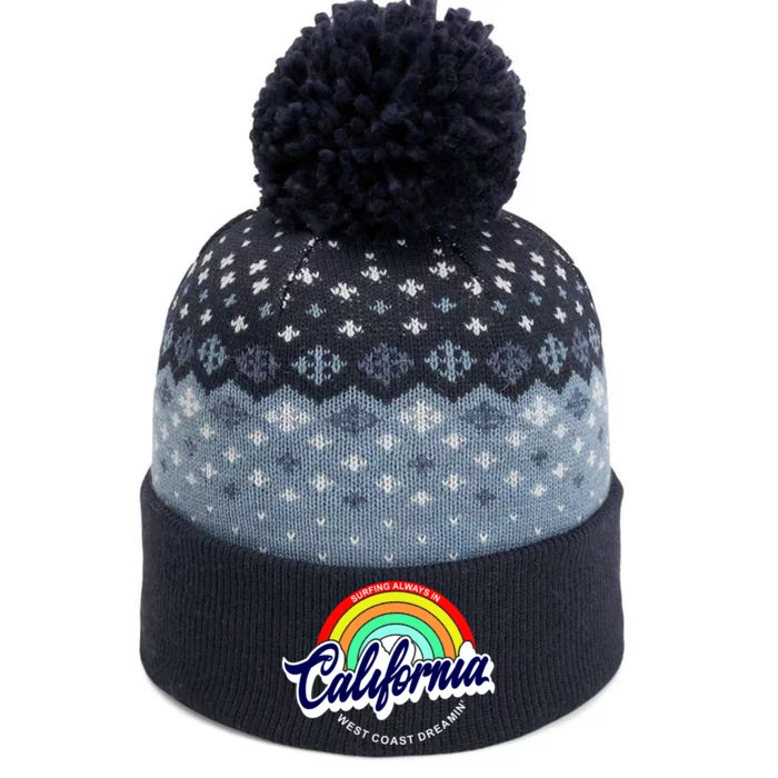 California West Coast Dreamin Retro Rainbow The Baniff Cuffed Pom Beanie