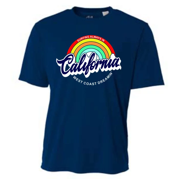 California West Coast Dreamin Retro Rainbow Cooling Performance Crew T-Shirt