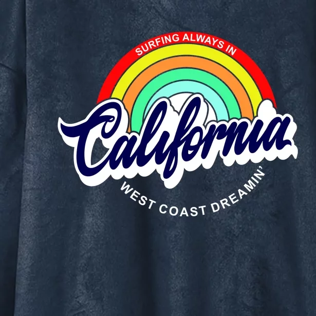 California West Coast Dreamin Retro Rainbow Hooded Wearable Blanket