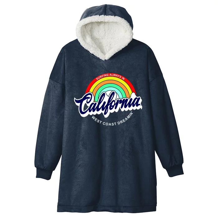 California West Coast Dreamin Retro Rainbow Hooded Wearable Blanket