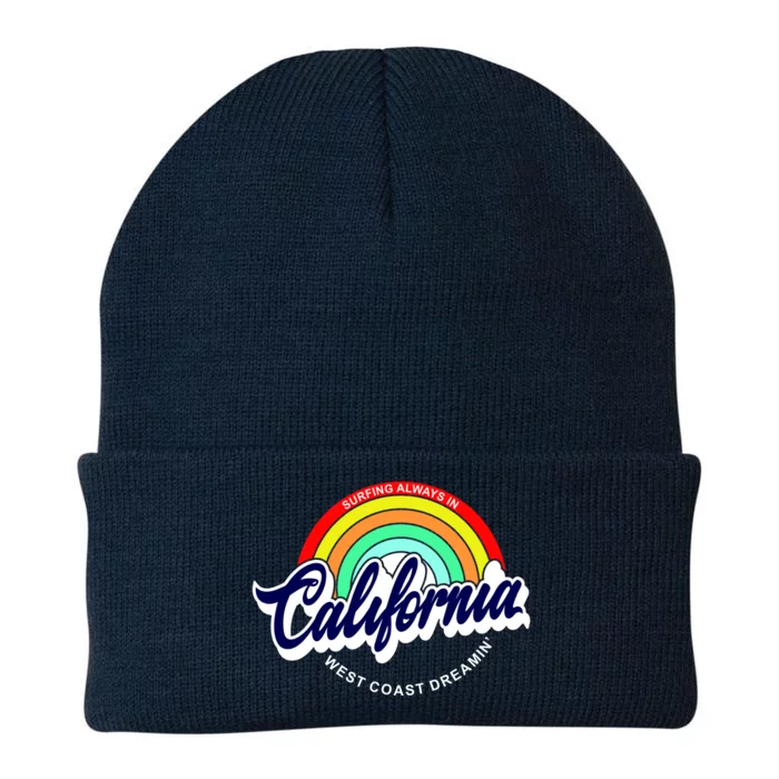 California West Coast Dreamin Retro Rainbow Knit Cap Winter Beanie