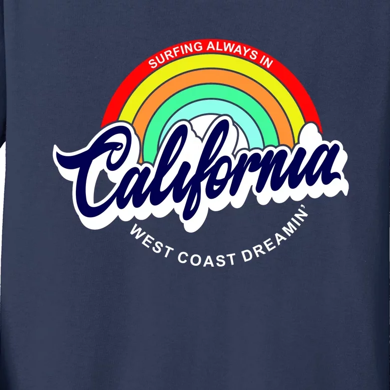 California West Coast Dreamin Retro Rainbow Kids Long Sleeve Shirt