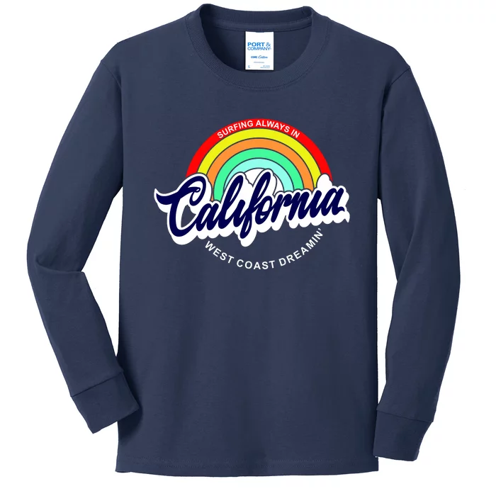 California West Coast Dreamin Retro Rainbow Kids Long Sleeve Shirt