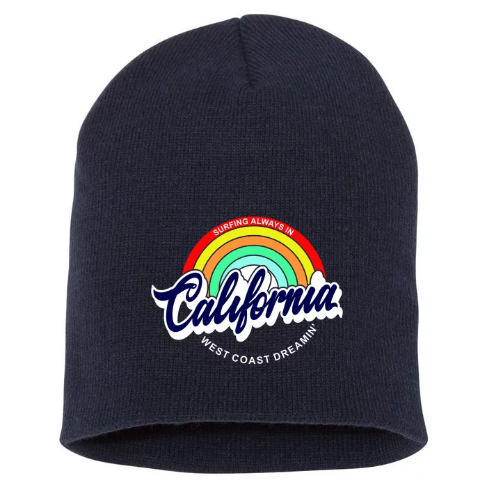 California West Coast Dreamin Retro Rainbow Short Acrylic Beanie