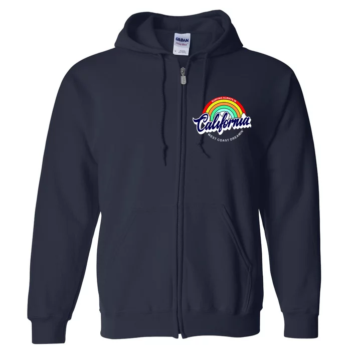 California West Coast Dreamin Retro Rainbow Full Zip Hoodie