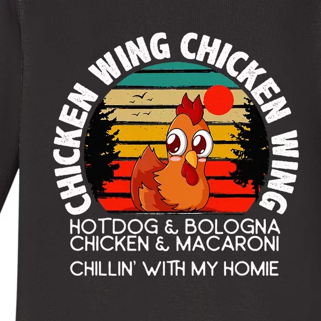 Chicken Wing Chicken Wing Hot Dog Bologna Macaroni Baby Long Sleeve Bodysuit