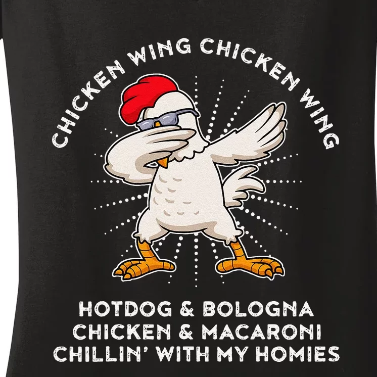 Chicken Wing Chicken Wing Song Lyric Hot Dog Bologna Women's V-Neck T-Shirt