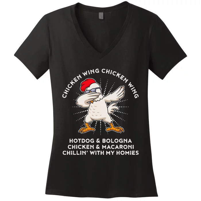 Chicken Wing Chicken Wing Song Lyric Hot Dog Bologna Women's V-Neck T-Shirt