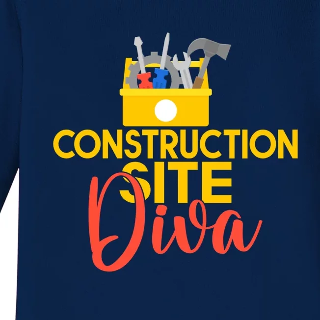 Construction Worker Construction Site Diva Gift Baby Long Sleeve Bodysuit