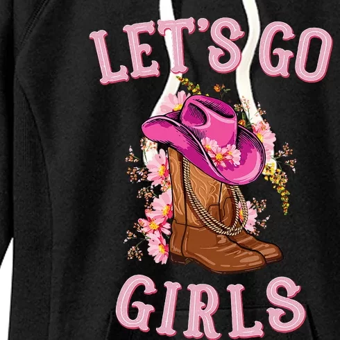 Cute Western Cow Country Western Rodeo LetS Go Girl Women's Fleece Hoodie