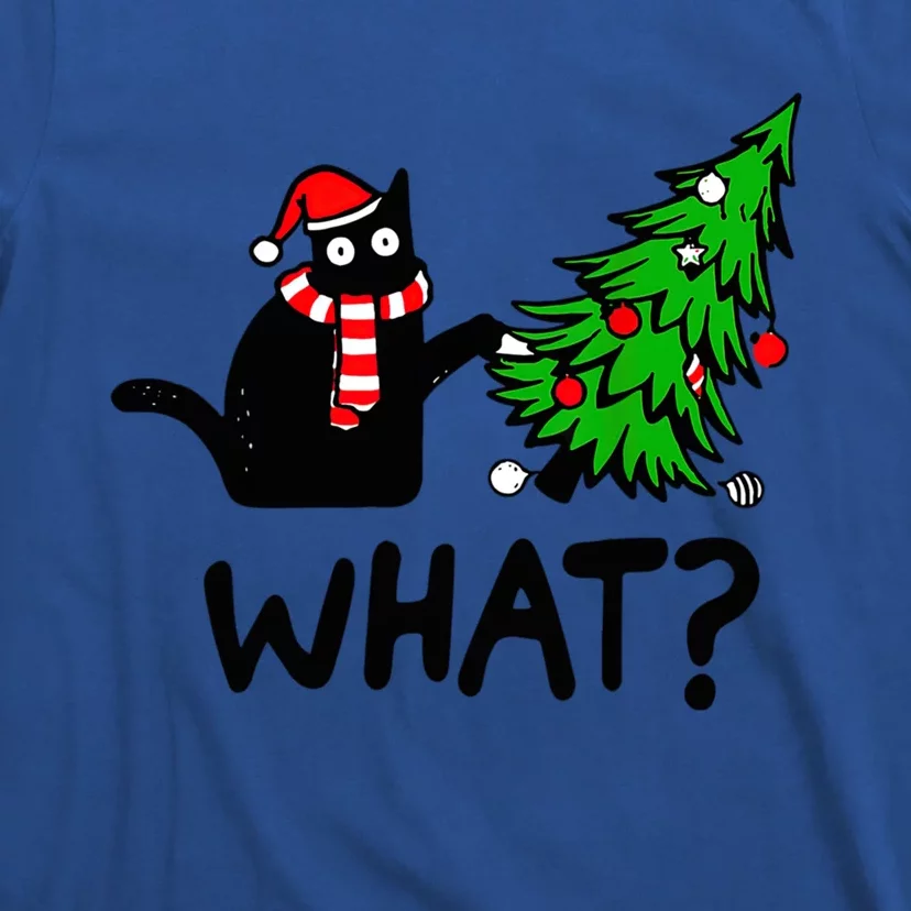 Cat What Christmas Murderous Black Cat Pushing Tree Xmas Gift T-Shirt