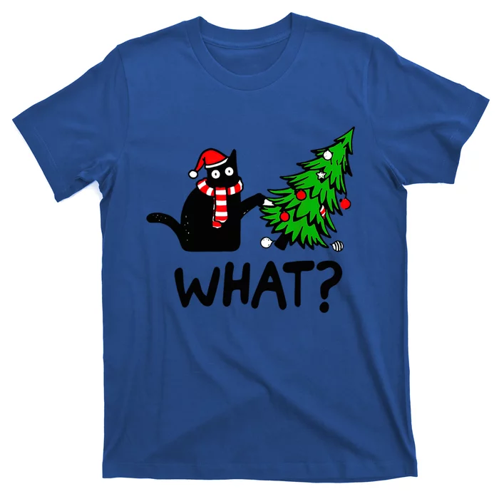 Cat What Christmas Murderous Black Cat Pushing Tree Xmas Gift T-Shirt