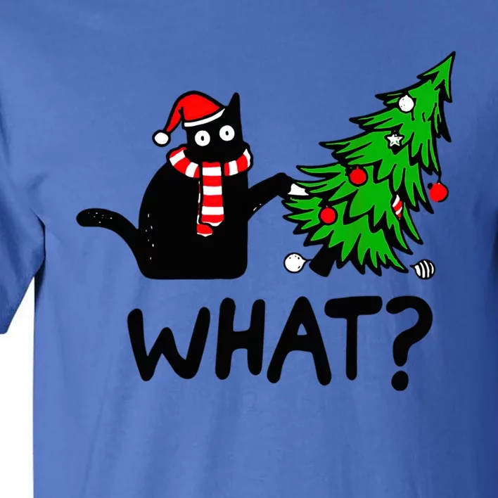 Cat What Christmas Murderous Black Cat Pushing Tree Xmas Gift Tall T-Shirt