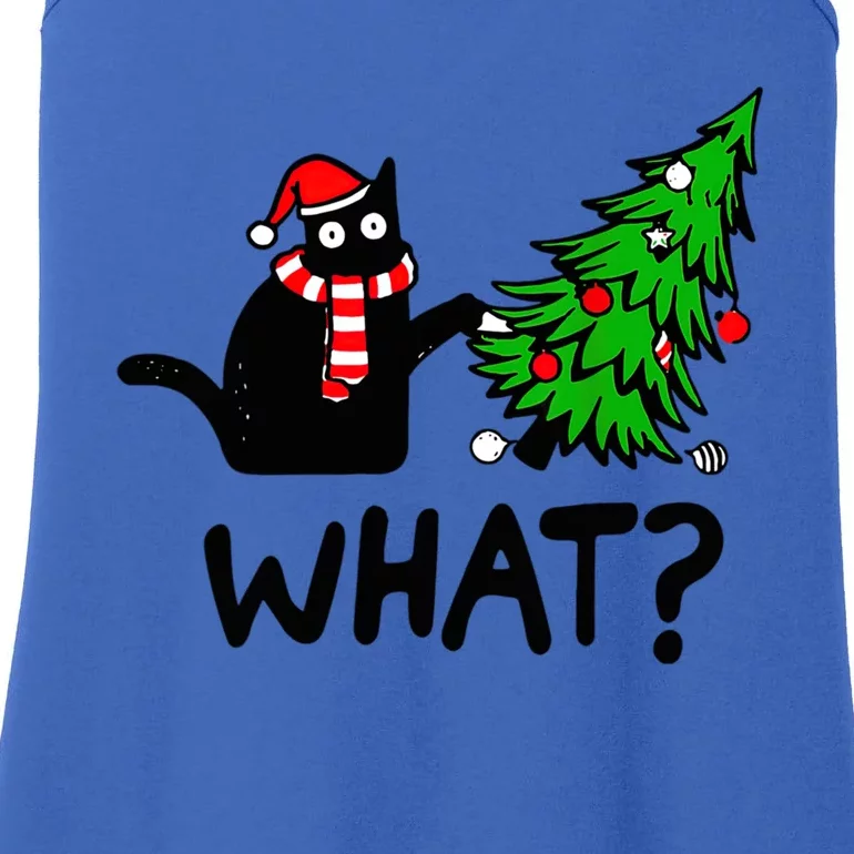 Cat What Christmas Murderous Black Cat Pushing Tree Xmas Gift Ladies Essential Tank