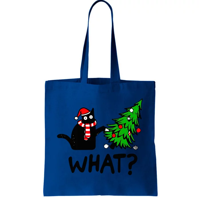 Cat What Christmas Murderous Black Cat Pushing Tree Xmas Gift Tote Bag