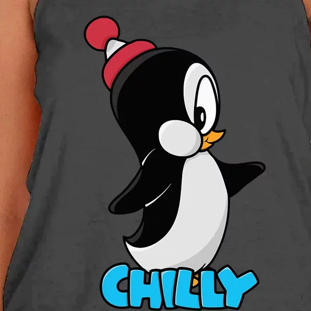 CHILLYS WILLY CARTOON funny animal Women's Knotted Racerback Tank