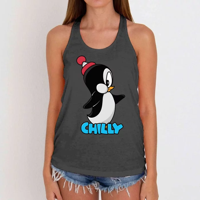 CHILLYS WILLY CARTOON funny animal Women's Knotted Racerback Tank