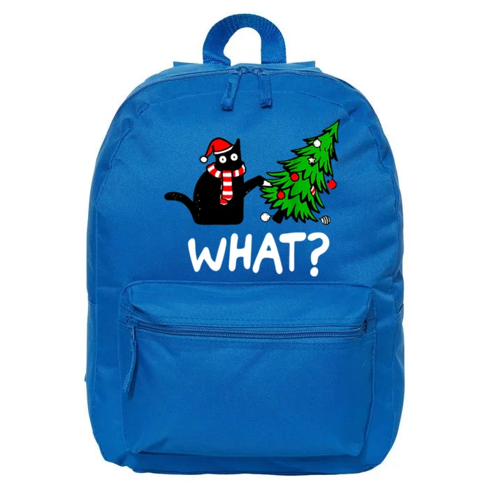 Cat What Christmas Murderous Black Cat Pushing Christmas Gift 16 in Basic Backpack