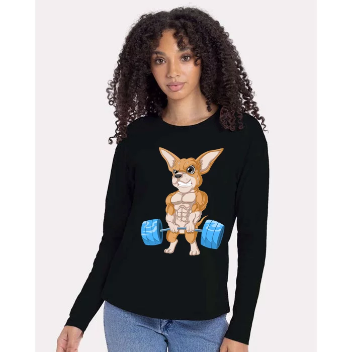 Chihuahua Weightlifting Womens Cotton Relaxed Long Sleeve T-Shirt