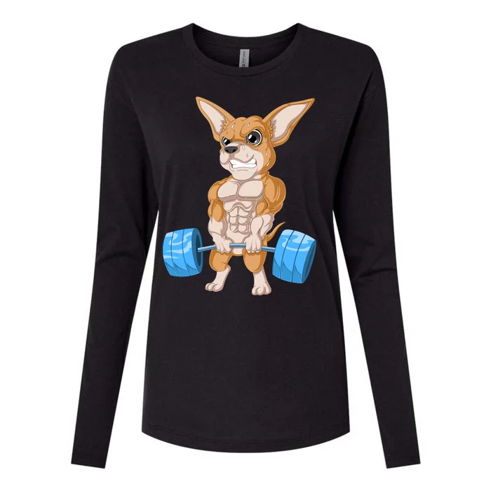 Chihuahua Weightlifting Womens Cotton Relaxed Long Sleeve T-Shirt