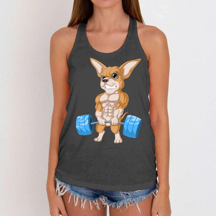 Chihuahua Weightlifting Women's Knotted Racerback Tank