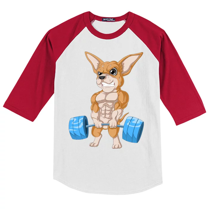 Chihuahua Weightlifting Kids Colorblock Raglan Jersey