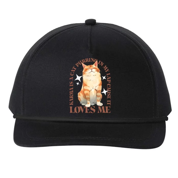 Cute Watercolor Cat Purring And Karma Lover Retro Art Style Snapback Five-Panel Rope Hat