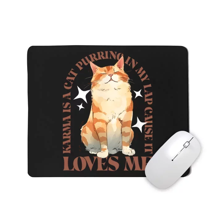 Cute Watercolor Cat Purring And Karma Lover Retro Art Style Mousepad