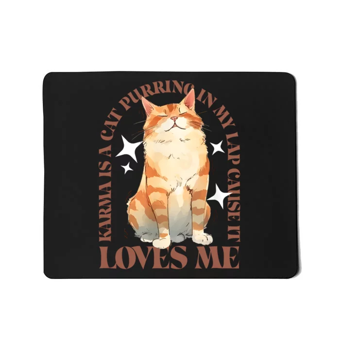 Cute Watercolor Cat Purring And Karma Lover Retro Art Style Mousepad