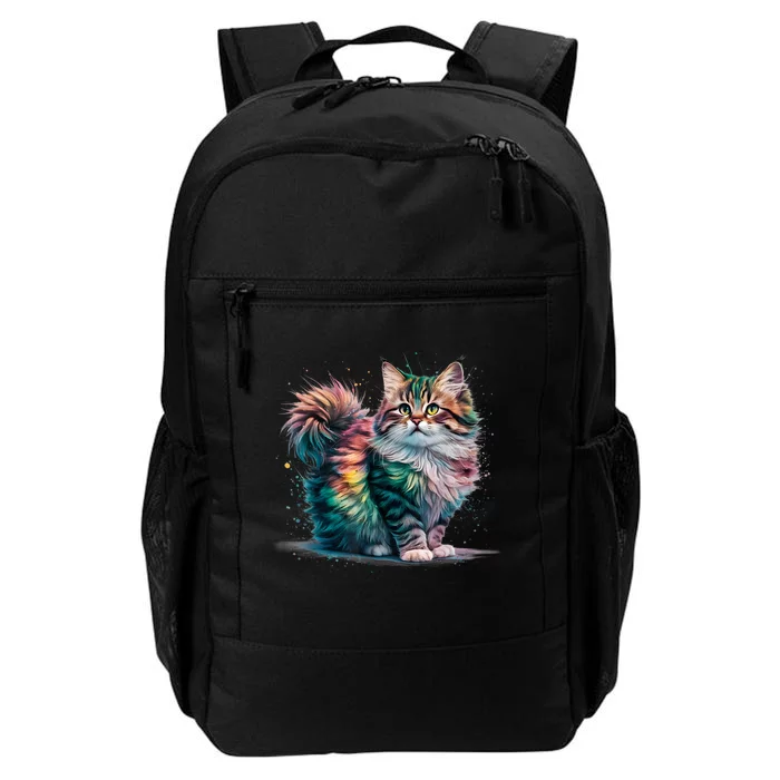 Cat Woman Colorful Watercolor Cat Daily Commute Backpack