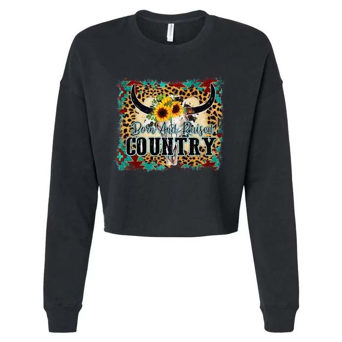 Country Western Cactus Sunflower Apparel Women Cropped Pullover Crew