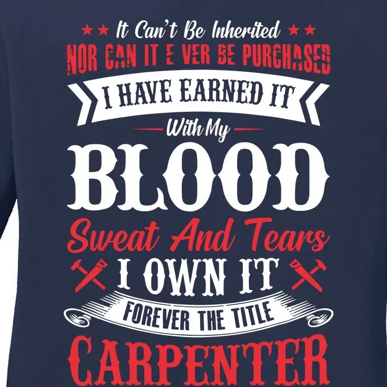 Carpenter Woodworking Ladies Long Sleeve Shirt