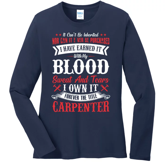 Carpenter Woodworking Ladies Long Sleeve Shirt