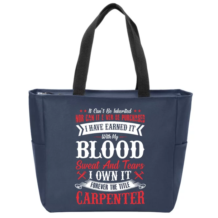 Carpenter Woodworking Zip Tote Bag