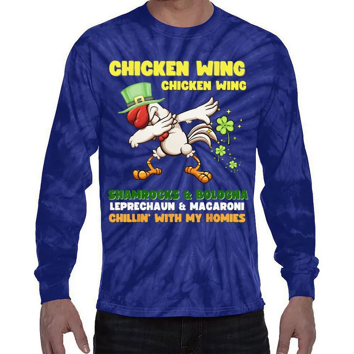 Chicken Wing Chicken Wing Song Hot Dog Bologna St Pattys Day Gift Tie-Dye Long Sleeve Shirt