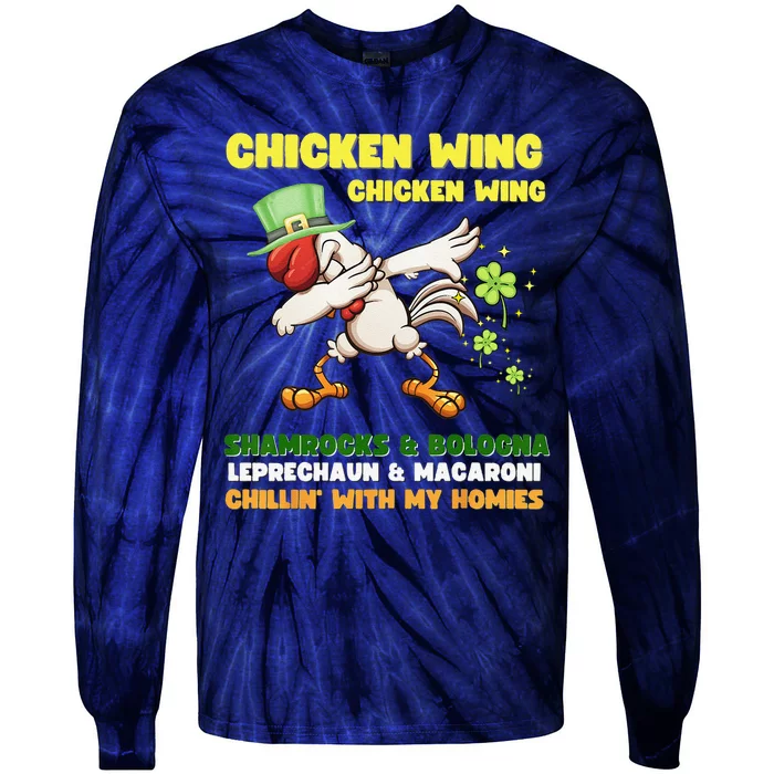 Chicken Wing Chicken Wing Song Hot Dog Bologna St Pattys Day Gift Tie-Dye Long Sleeve Shirt