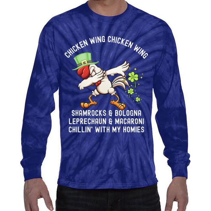 Chicken Wing Chicken Wing Song Hot Dog Bologna St Pattys Day Tie-Dye Long Sleeve Shirt