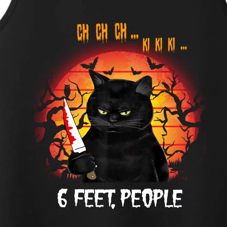 Creepy Witch Cat And Knife 6 Feet People Horrible Halloween Funny Gift Performance Tank