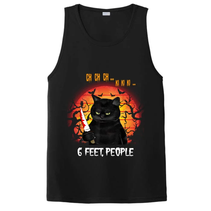 Creepy Witch Cat And Knife 6 Feet People Horrible Halloween Funny Gift Performance Tank