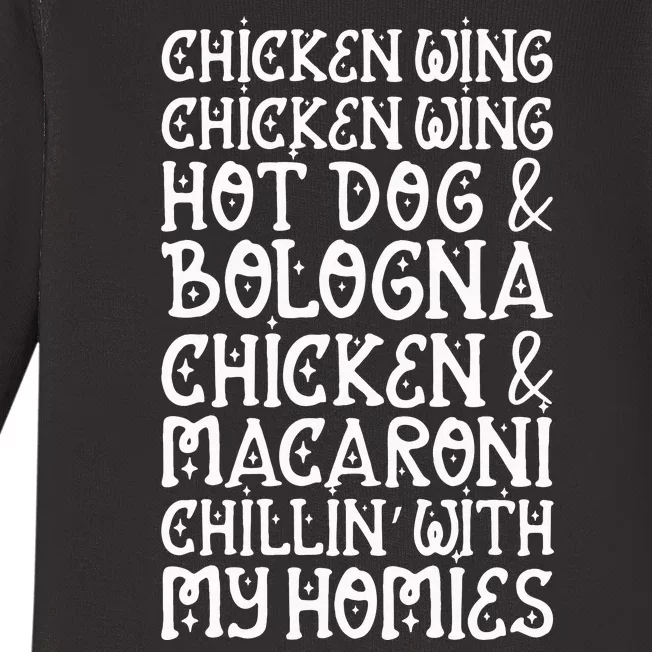 Chicken Wing Chicken Wing Hot Dog And Bologna Funny Baby Long Sleeve Bodysuit