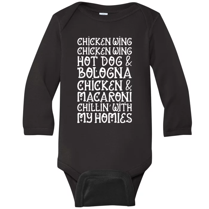 Chicken Wing Chicken Wing Hot Dog And Bologna Funny Baby Long Sleeve Bodysuit