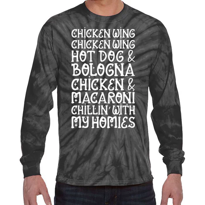 Chicken Wing Chicken Wing Hot Dog And Bologna Funny Tie-Dye Long Sleeve Shirt