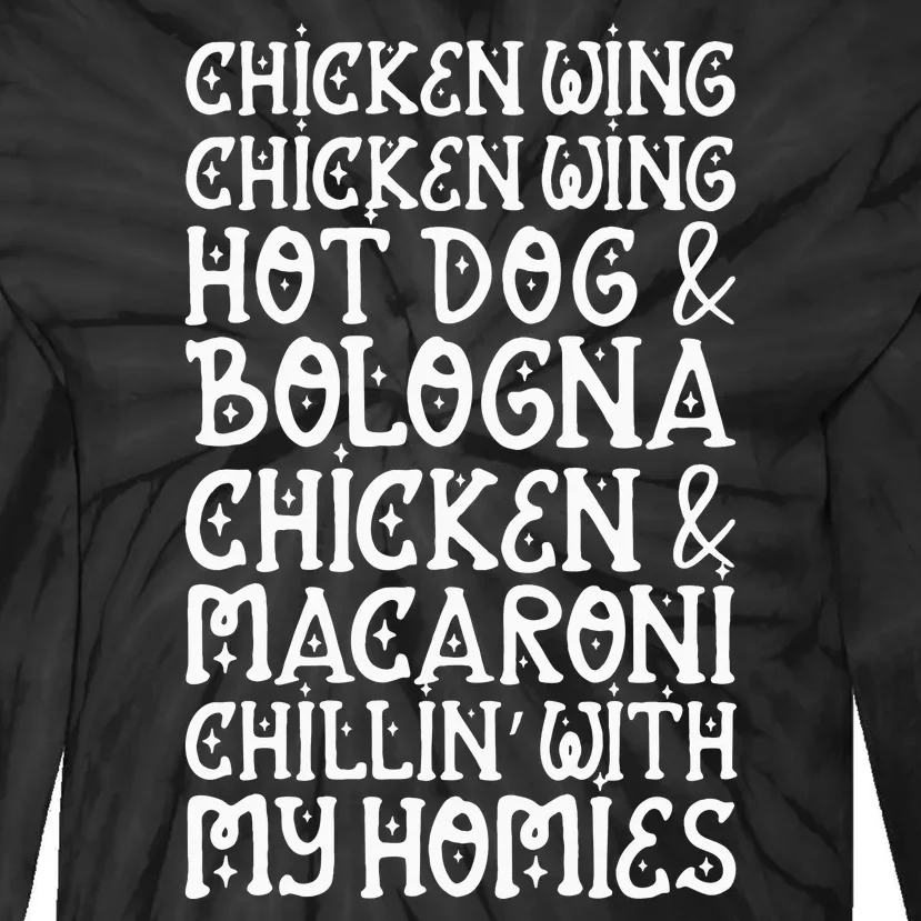 Chicken Wing Chicken Wing Hot Dog And Bologna Funny Tie-Dye Long Sleeve Shirt