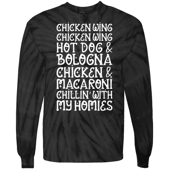 Chicken Wing Chicken Wing Hot Dog And Bologna Funny Tie-Dye Long Sleeve Shirt