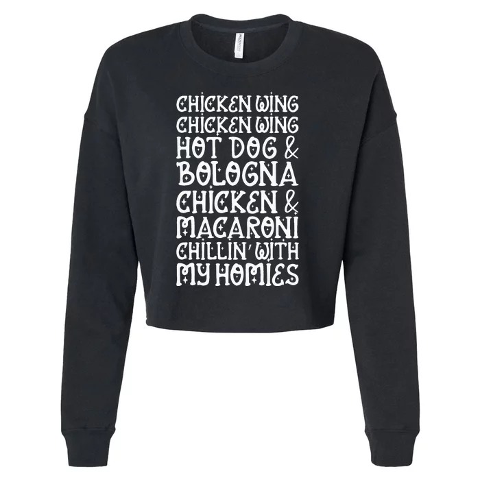 Chicken Wing Chicken Wing Hot Dog And Bologna Funny Cropped Pullover Crew